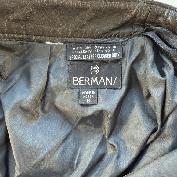 Vintage Bermans Leather Pencil Skirt Black Size 8 - Picture 5 of 7